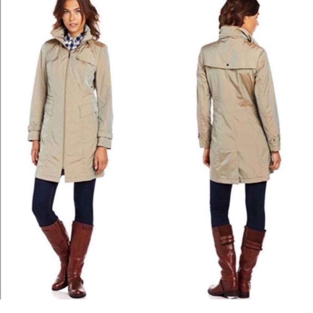 Cole Haan Tan Trench Coat Mid-Length Weather-Resistant